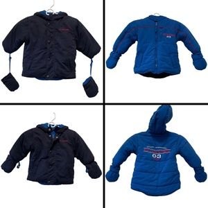 U.S. Polo Assn.  Blue Reversible Coat With Attachable Tethered Mittens Size 24m